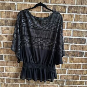 Alfani Elegant Black Lace Blouse